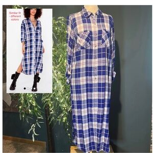Plaid Button-Up Shirt Dress
